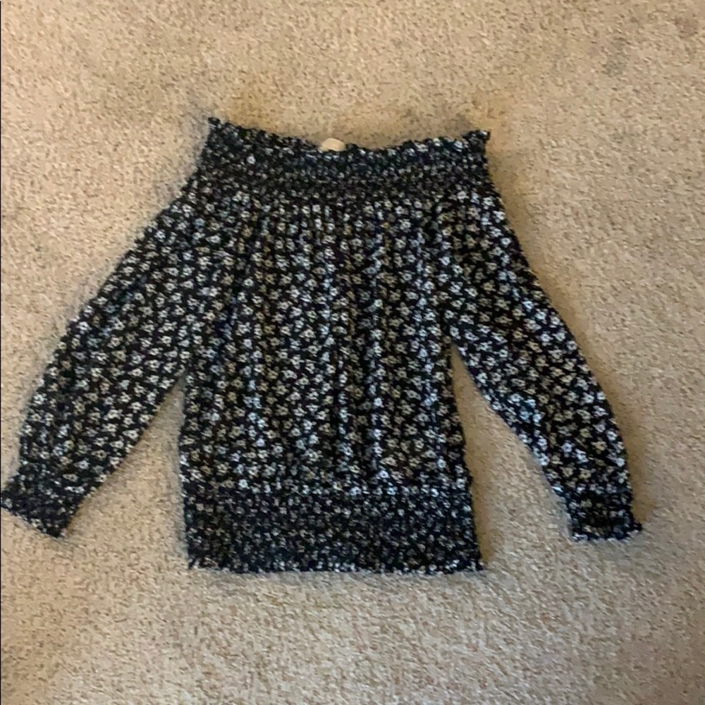XS Micheal Kors sheer over-the-shoulder top!